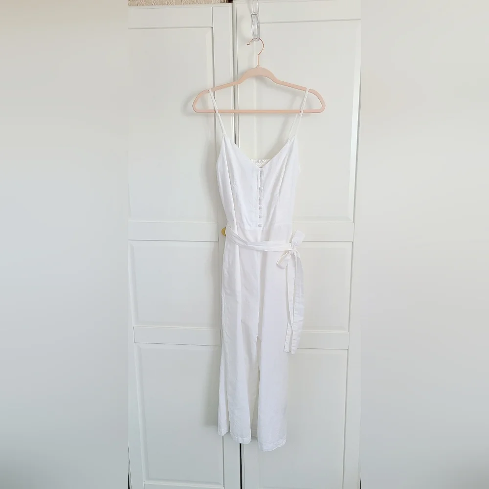 Banana Republic Wide Leg Cropped Linen Jumpsuit
